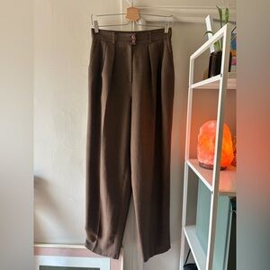 Tapered Brown Pleated Pants